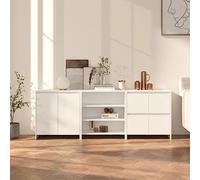 Qnhdfrt Set di 3 credenze bianche in legno - Mobile con ante e ripiani, 70 cm di larghezza, 75 cm di altezza, per soggiorno, cucina, corridoio come pratica soluzione di archiviazione