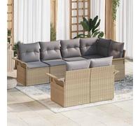 Qnhdfrt Set di 3 divani angolari per esterni, colore beige, in polyrattan, con cuscino, per balcone, terrazza, giardino d'inverno
