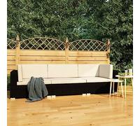 Qnhdfrt Set di 3 divani da giardino, in rattan sintetico, colore nero, crema, per esterni, per balcone, terrazza, giardino, con imbottitura
