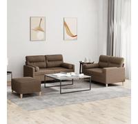 Qnhdfrt Set di 3 divani e sgabelli, colore marrone, larghezza 138 cm, struttura in metallo resistente, per soggiorno, camera dei ragazzi e ufficio