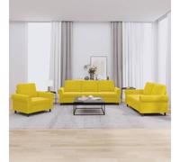Qnhdfrt Set di 3 divani in velluto giallo con 6 cuscini, comodo divano per soggiorno, divano e poltrona per rilassarsi, leggere e guardare la TV