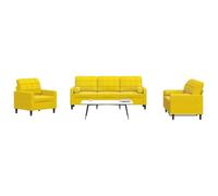 Qnhdfrt Set di 3 divani in velluto giallo con cuscini e cuscini per il collo per soggiorno, poltrona e divano, design moderno