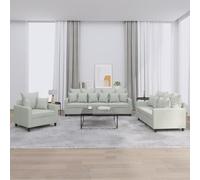 Qnhdfrt Set di 3 divani in velluto grigio chiaro con cuscino, comodo divano per soggiorno con poltrona a 2 posti e divano a 3 posti, robusto telaio in compensato in metallo con morbida imbottitura