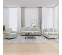 Qnhdfrt Set di 3 divani in velluto grigio chiaro con cuscino, comodo divano per soggiorno, lounge e angolo lettura, con poltrona a 2 posti e 3 posti, costruzione robusta