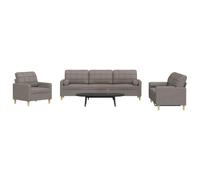 Qnhdfrt Set di 3 divani tortora con cuscino decorativo, comodo set di divano in tessuto con poltrona, due posti e tre posti per soggiorno e zona lounge
