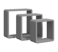 Qnhdfrt Set di 3 Mensole a Cubo da Parete Sospese in MDF Grigie