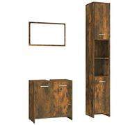 Qnhdfrt Set di 3 mobili da bagno in legno di incenso, 60 cm, con armadio alto e specchio multiuso per piccoli bagni, aspetto moderno e spazioso spazio