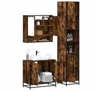 Qnhdfrt Set di 3 mobili da bagno, in legno di incenso, con armadietto a specchio e mobiletto per lavabo, larghezza 65 cm, design moderno, robusto e durevole, per bagno, ospiti, WC