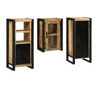 Qnhdfrt Set di 3 mobili da bagno in legno massiccio di mango, 40 x 35 x 90 cm, marrone, moderna credenza sottile, con 3 ante, salvaspazio, per piccoli bagni, ospiti, WC e cucina