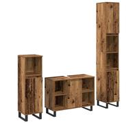 Qnhdfrt Set di 3 mobili da bagno marrone rettangolare in legno vecchio con finitura rustica e 14 scomparti per il design moderno del bagno