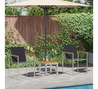 Qnhdfrt Set di 3 mobili da giardino in legno di teak massiccio, moderno, per esterni, per sala da pranzo, marrone, nero, argento, 45 x 45 x 38 cm, per terrazza, balcone, giardino