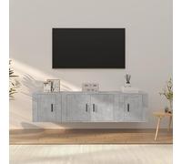 Qnhdfrt Set di 3 mobili per TV, grigio cemento, 80 x 34,5 x 40 cm, in legno a parete, moderna credenza con 2 piccole tavole basse, molto spazio per soggiorno, corridoio