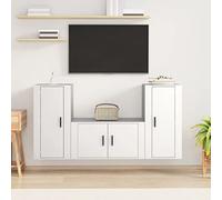 Qnhdfrt Set di 3 mobili per TV, in legno bianco, 80 x 34,5 x 40 cm, con 2 armadi alti 40 x 34,5 x 80 cm, moderna mensola da parete per soggiorno e corridoio