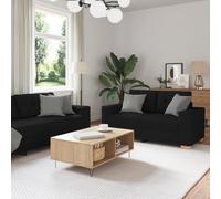 Qnhdfrt Set di 3 poltrone in tessuto nero con cuscino, set di poltrone moderne in poliestere, comode e durevoli, per soggiorno, camera da letto e studio, design robusto