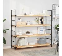 Qnhdfrt Set di 3 scaffali da parete, 140 x 40 x 4 cm, in legno di acacia massiccio, non trattato, design moderno con venature naturali, salvaspazio, per soggiorno, cucina, bagno, camera da letto