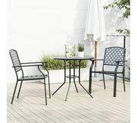 Qnhdfrt Set di 3 sedie da giardino, colore antracite, impilabili, in acciaio verniciato a polvere, con tavolo e sedie, per balcone, terrazza e giardino