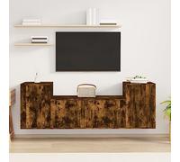 Qnhdfrt Set di 3 tavole basse per TV, in legno di affumicatura, montaggio a parete, 100 x 34,5 x 40 cm e 2 x 40 x 34,5 x 60 cm, design moderno con spazio per soggiorno, camera da letto, corridoio