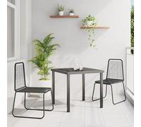Qnhdfrt Set di 3 tavoli da pranzo da giardino, in polyrattan, con 2 sedie, per esterni, leggeri, robusti, moderni, per terrazze, balconi, giardini