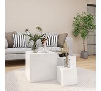 Qnhdfrt Set di 3 tavolini bianchi in legno - diverse dimensioni per un uso versatile come tavolino da caffè, comodino o balcone e giardino - Design robusto con facile pulizia