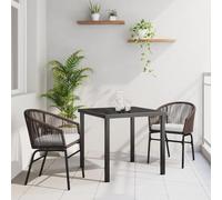 Qnhdfrt Set di 3 tovagliette da pranzo da giardino in rattan sintetico marrone con 2 sedie e tavolo, mobili da esterno per giardino, terrazza, balcone, design moderno retrò e resistente alle