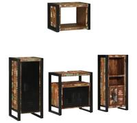 Qnhdfrt Set di 4 armadi da bagno industriali, montati a parete, in legno riciclato massiccio, 40 x 35 x 90 cm, sottile, salvaspazio, per piccoli bagni con superficie strutturata