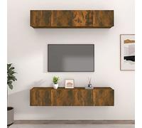 Qnhdfrt Set di 4 armadi per TV, in legno di affumicatura, 80 x 30 x 30 cm, montaggio a parete, con ante per soggiorno, mobili, design elegante e pratico spazio