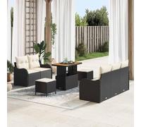 Qnhdfrt Set di 4 divani da esterno in polyrattan nero con cuscino, design modulare e piedini regolabili per terrazze, balconi, giardini