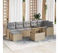 Qnhdfrt Set di 4 divani da giardino, in polyrattan, con cuscino, resistente alle intemperie, per balcone, terrazza, giardino