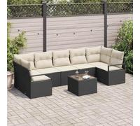 Qnhdfrt Set di 4 divani da giardino per esterni, in polyrattan nero, con cuscino, design modulare, resistente alle intemperie, per giardino, balcone e terrazza
