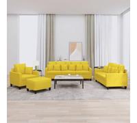 Qnhdfrt Set di 4 divani in tessuto giallo chiaro, 198 cm, con poltrona, sgabello e cuscino a 2 posti, design moderno, robusto e comodo, per piccoli e grandi, soggiorno, camera degli ospiti