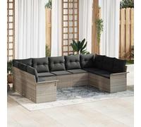 Qnhdfrt Set di 4 divani per esterni, grigio chiaro, moderno mobili da giardino in rattan con cuscino per balcone, terrazza, salone