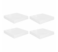 Qnhdfrt Set di 4 Mensole da Parete Bianco Lucido MDF 23x23,5x3,8 cm | Scaffali sospesi per soggiorno e camera da letto con fissaggio a scomparsa, ideali per libri e decorazioni.