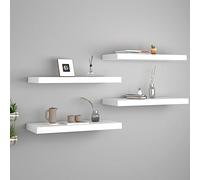 Qnhdfrt Set di 4 mensole sospese bianche da parete, libreria con montaggio invisibile, 60 x 23,5 x 3,8 cm, MDF per decorazione in soggiorno, cucina, bagno