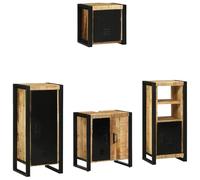 Qnhdfrt Set di 4 mobili da bagno con ripiano in legno massello di mango marrone sottile armadietto da bagno e armadietto portaoggetti per piccoli spazi design industriale