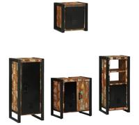 Qnhdfrt Set di 4 mobili da bagno, design industriale, in legno riciclato massiccio, multicolore, sottile, 40 x 35 x 90 cm, per piccoli spazi, appartamenti in città dal look moderno