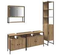Qnhdfrt Set di 4 mobili da bagno in legno di quercia artisana, 60,1 kg, design moderno e durata per piccoli bagni, montaggio a parete, armadietto a specchio, mobiletto da bagno