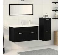 Qnhdfrt Set di 4 mobili da bagno in rovere nero, 91 x 39,5 x 46 cm, con montaggio a parete, armadietto medico, moderno e salvaspazio, per piccoli bagni e ospiti