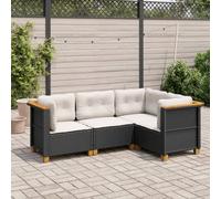 Qnhdfrt Set di 4 pezzi per divano da giardino, in rattan sintetico, con cuscino, design modulare, durevole e confortevole, per terrazze, giardini e balconi
