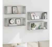 Qnhdfrt Set di 4 scaffali da parete a forma di cubo, grigio cemento, per libri decorativi, 60 x 15 x 23 cm, in legno