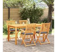 Qnhdfrt Set di 4 sedie pieghevoli da giardino in legno massiccio teak pieghevole, per balcone, terrazza, giardino, senza montaggio, pronto all'uso