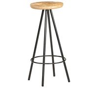Qnhdfrt Set di 4 Sgabelli da Bar in Legno Grezzo di Mango e Ferro 30x73 cm | Sedute alte industrial con poggiapiedi integrato per penisola cucina, bancone bar e soggiorno rustico.