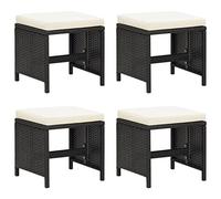 Qnhdfrt Set di 4 sgabelli da giardino neri con seduta in polietilene, rattan sintetico, per esterni, per balcone, terrazza, campeggio