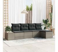 Qnhdfrt Set di 5 divani angolari modulari per giardino e balcone in rattan sintetico grigio con cuscino resistente alle intemperie, design flessibile, salvaspazio e facile da pulire