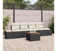 Qnhdfrt Set di 5 divani da giardino, colore nero, crema, modulare, con spazio per esterni, per terrazze, balconi, giardini