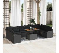 Qnhdfrt Set di 5 divani da giardino, colore nero, design moderno, in rattan naturale, con cuscino di lusso, per esterni, salotto, giardino, balcone, terrazza