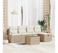 Qnhdfrt Set di 5 divani da giardino in polyrattan, colore beige, con cuscino, design modulare per giardino, terrazza e balcone