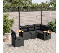 Qnhdfrt Set di 5 divani da giardino, in rattan sintetico, con cuscino e resistente alle intemperie, per terrazza, giardino e balcone