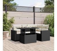 Qnhdfrt Set di 5 divani da giardino, in rattan sintetico, con cuscino e tavolo regolabile, per terrazza, giardino, balcone, salone