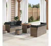 Qnhdfrt Set di 5 divani da giardino modulari per esterni, in polyrattan, con cuscino e tavolo, per balcone, terrazza, giardino d'inverno