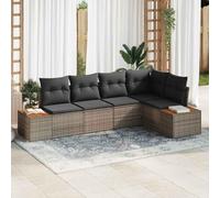Qnhdfrt Set di 5 divani da giardino per esterni, in polyrattan, design modulare, resistente alle intemperie, con cuscino per giardino, balcone e terrazza